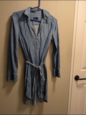 GAP Light Blue Denim Long-Sleeve Shirt Dress